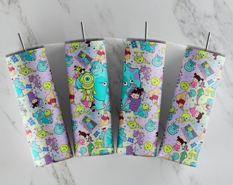 Monsters Tumbler Wrap - 20oz Straight Skinny Wrap - Sublimation Design - Sublimation Design Digital Download - PNG