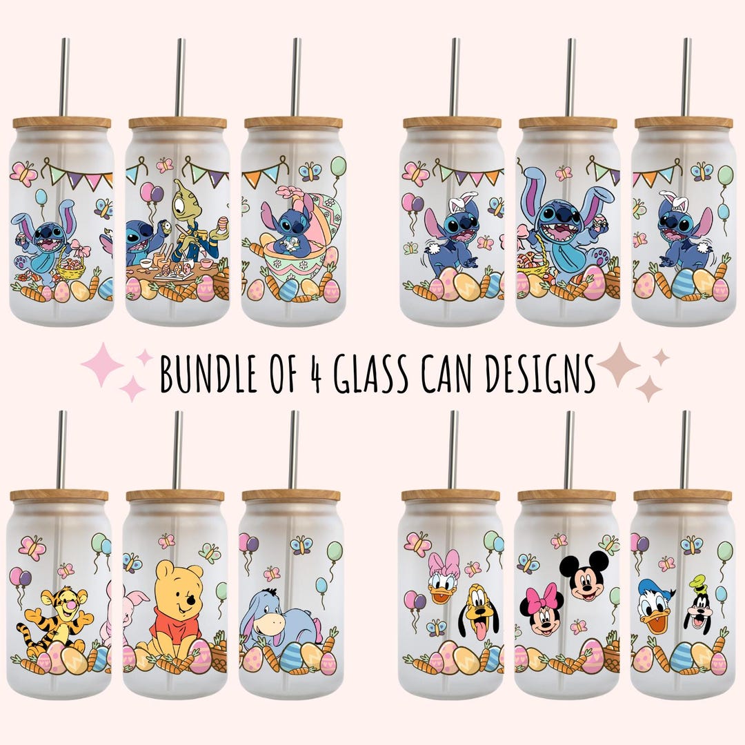 Bundle of 4 Easter Spring Magical Flower Libbey 16 Oz, Flower Glass Can ...