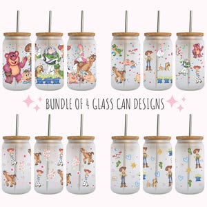Bundle Of 4 Story Friends Libbey 16oz Wrap - Sublimation Design - Story Friends Can Glass 16oz - Sublimation Design Digital Download - PNG