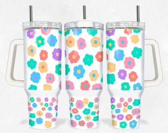 Boho Floral 40oz Quencher Tumbler Wrap/ PNG Tumbler Diseño Sublimación Diseños Descargas - PNG/ diseño sin costuras