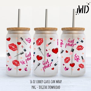 Lucidalabbra Libbey 16oz, Design Girly Tumbler, Lip Gloss Lips Can Glass PNG, Download digitale