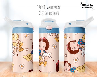 Vaso de princesa mágica png, Taza para sorber 12oz, Vaso mágico con tapa abatible para chicas 12oz