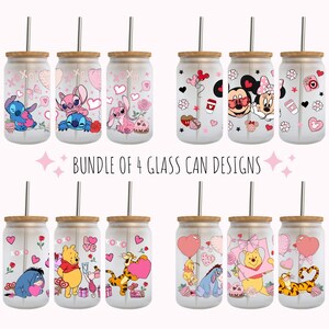 Confezione da 4 bicchieri Libbey da 16 once per San Valentino, barattolo in vetro Love Glass da 16 once, bicchiere magico per San Valentino