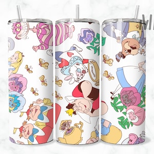 Wonderland Tumbler PNG Design 20oz, Princess Tumbler Design Png, Projekt cyfrowy