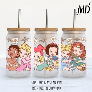 Baby Princess libbey 16oz, Magical Glass Can Design, Princess Tumbler Wrap