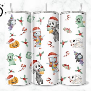 Christmas Horror png, Sally Halloween Skinny Tumbler 20 oz, Jack Christmas Tumbler Wrap 20oz, Addams Halloween Tumbler Wrap 20oz