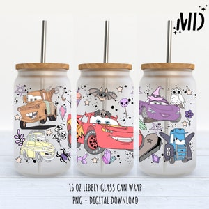 Halloween Libey 16oz, Cars Libbey 16oz, Glass Can, Sublimation Design, Sublimation Design Digital Download, PNG
