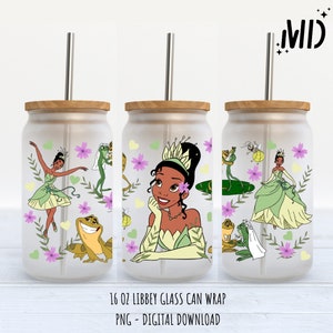 Princess libbey 16oz, Magical Glass Can Design, Princess Tumbler Wrap