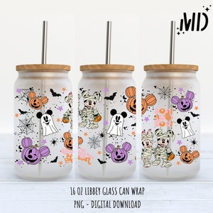 Halloween Magical Libbey 16 oz, Halloween Autumn Glass Can 16oz, Scary Horror Tumbler 16oz