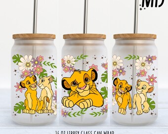 Lion King Flower Libbey Glass Can Wrap, Boho PNG (Digital Download)
