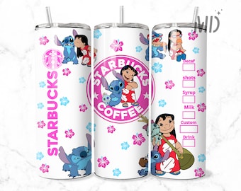 フラワースキニータンブラー 20オンス、ハワイカートゥーンタンブラー ピンクスキニータンブラー、タンブラーラップ