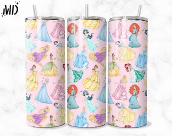 Magical Princess libbey 16oz, Magical Skinny Tumbler 20oz Design, Princess Tumbler Wrap 20oz