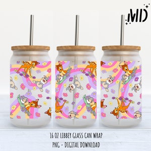 Spring Dear Flower Libbey 16 oz, Flower Glass Can 16oz, Flower Tumbler 16oz
