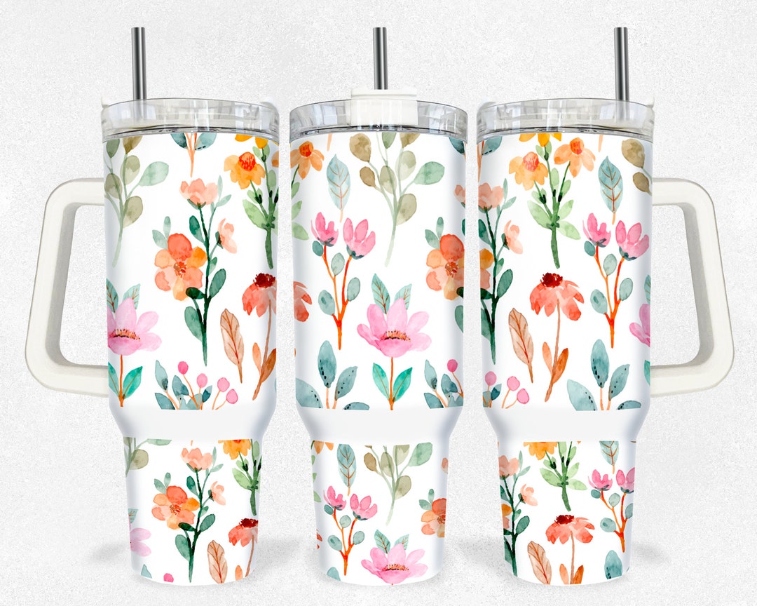 Boho Floral 40oz Quencher Tumbler Wrap/ PNG Tumbler Design Sublimation ...