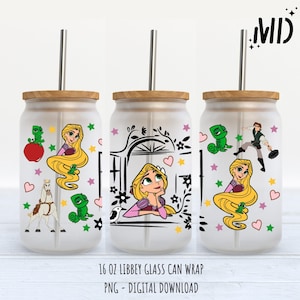Princess libbey 16oz, Magical Glass Can Design, Princess Tumbler Wrap