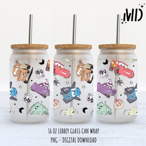 Halloween Libey 16oz, Cars Libbey 16oz, Glass Can, Sublimation Design, Sublimation Design Digital Download, PNG