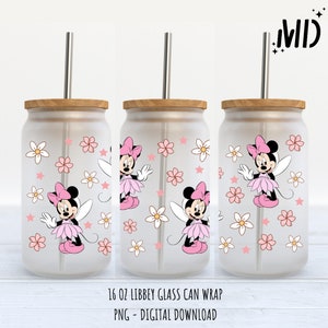 Fairy Libbey 16oz, Magical Glass Can 16oz, Boho PNG, Flower 16oz Tumbler
