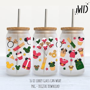 Magical Christmas Libbey 16 oz, Merry Christmas Glasdose 16oz, WeihnachtssnacksSanta Tumbler