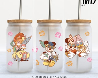 Etiqueta retro de verano para lata de vidrio Libbey de 16 oz, diseño floral bohemio PNG (descarga digital)