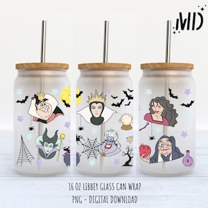 Halloween png, Villains libbey 16oz, Halloween Tumbler Wrap 16oz