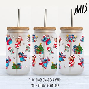 Christmas Libbey da 16 once, lattina di vetro Merry Christmas da 16 once, bicchiere di Babbo Natale