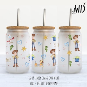 Story Friends Libbey 16oz Wrap - Design a sublimazione - Story Friends Can Glass 16oz - Design a sublimazione Download digitale - PNG