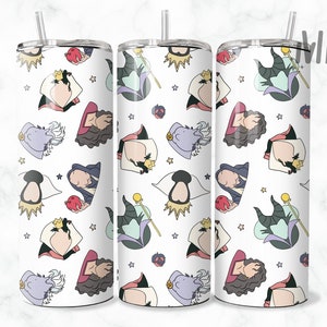 Halloween png, Vaso flaco de villanos de 20 oz, Envoltura de vaso de Halloween de 20 oz