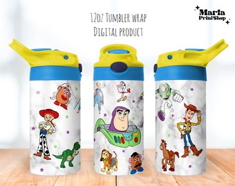 Vaso de dibujos animados png, Vaso para beber Toy World de 12 oz, Vaso con tapa abatible para niño de 12 oz