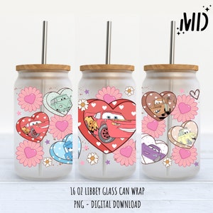 Valentines Day Cars Libbey 16oz - Sublimation Design - Sublimation Design Digital Download - PNG