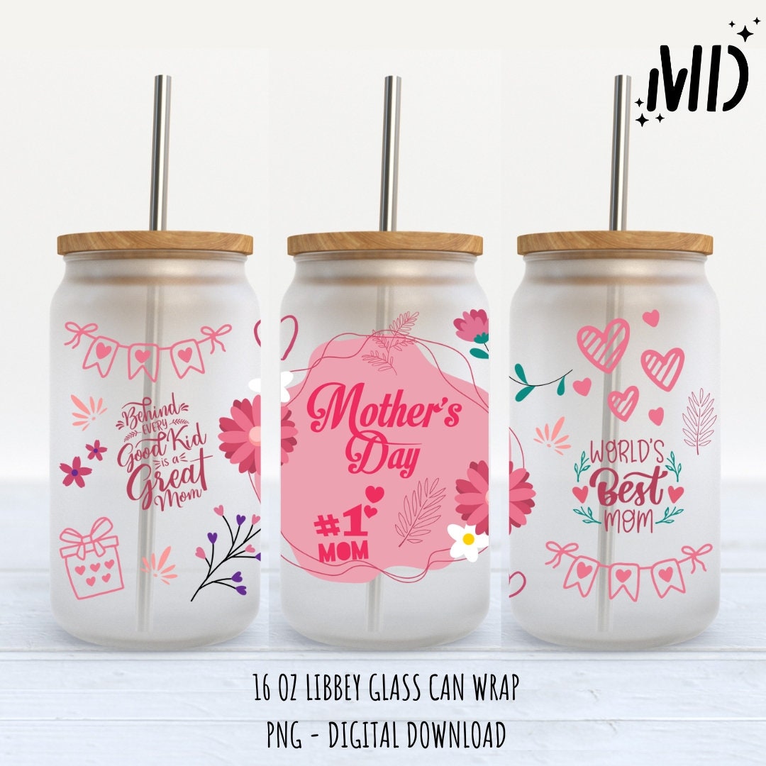 Mom Libbey 16oz, Mothers Day PNG Glass Can, Mothers Day Libbey 16oz ...