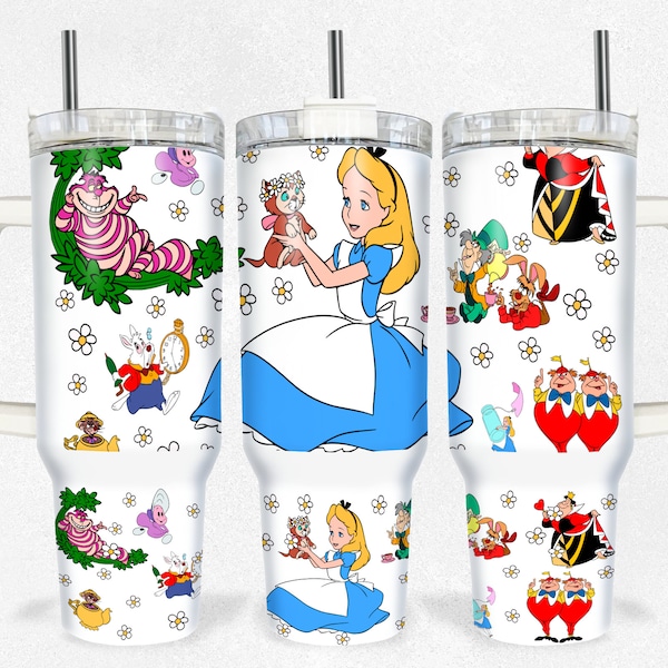 Emballage de gobelet 40 oz Magical Snacks, personnages de dessins animés 2 pièces gobelet 40 oz png, gobelet printemps dessin animé 40 oz png sublimation