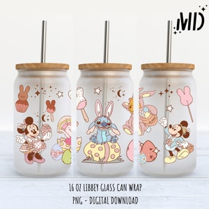 Easter Spring Magical Flower Libbey 16 oz, Flower Glass Can 16oz, Easter Egg Flower Tumbler