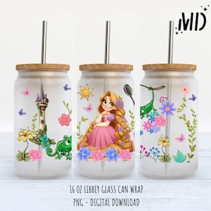 Princess libbey 16oz, Magical Glass Can Design, Princess Tumbler Wrap