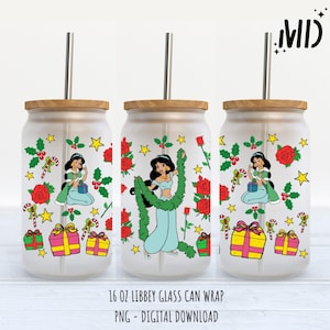 Winter Princess Magical Christmas Libbey 16 oz, Merry Christmas Glass Can 16oz, Santa Tumbler