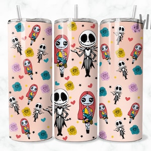 Horror png, Sally Halloween Skinny Tumbler 20 oz, Jack Halloween Tumbler Wrap 20oz, Addams Halloween Tumbler Wrap 20oz