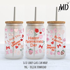 Valentines Day Libbey 16 oz, Love Glass Can 16oz, Magical Valentines Day Tumbler