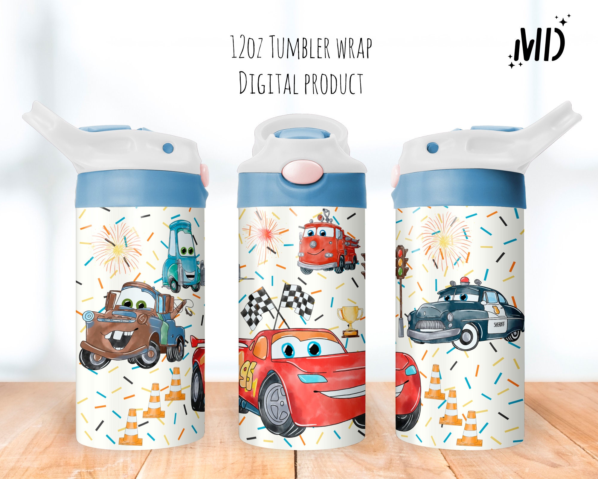 12 Oz Flip Top Kids Water Bottle Tapered Graphic by bambina33334