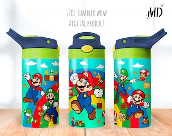 Cartoon 12oz Sippy Cup Sublimation Designs Digital Download, 12oz Tumbler Wrap PNG, Cute Sippy Cup Wrap, Kids Water Bottle