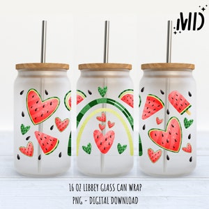 Summer Libbey 16oz, Png, Watermelon Tumbler Wrap, Fruit Libbey 16oz, Glass Can 16oz Design Sublimation, Digital Download