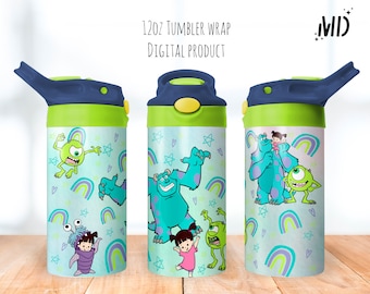 Magical Cartoon Tumbler png, Monsters Sippy Cup 12oz, Kids Flip Top Tumbler 12oz