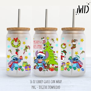 Christmas Libbey 16 oz, Merry Christmas Glass Can 16oz, Santa Tumbler