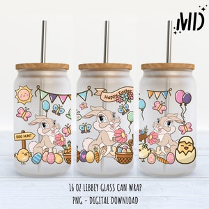 Easter Spring Magical Flower Libbey 16 oz, Flower Glass Can 16oz, Easter Egg Flower Tumbler