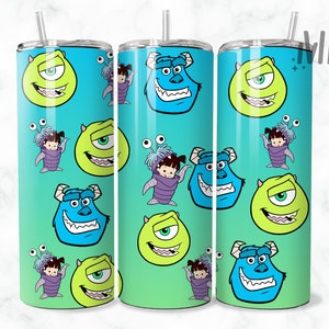Monsters Tumbler Wrap - 20oz Straight Skinny Wrap - Sublimation Design - Sublimation Design Digital Download - PNG
