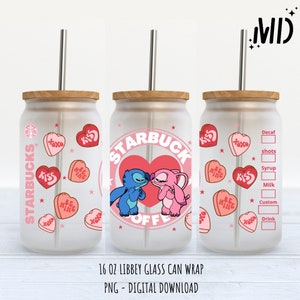 Día de San Valentín Libbey 16 oz, Love Glass Can 16oz, Vaso mágico del Día de San Valentín