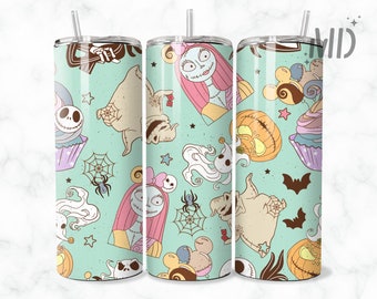 Horror png, Vaso flaco Sally Halloween 20 oz, Envoltura vaso Jack Halloween 20 oz, Envoltura vaso Addams Halloween 20 oz