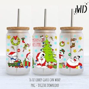 Magical Christmas Libbey 16 oz, Merry Christmas Glass Can 16oz, Santa Tumbler