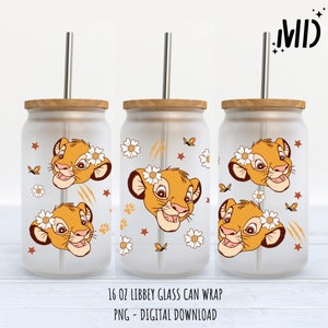Magischer Löwe Libbey 16 Unzen, Frühlingsblumen-Glaskannen-Design 16 Unzen, Boho-Blume png Glasdose