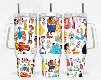 Magical Snacks 40oz Tumbler Wrap Png, Cartoon Characters 2 pieces 40 oz Tumbler Png, Spring Cartoon 40oz Tumbler Png Sublimation Design