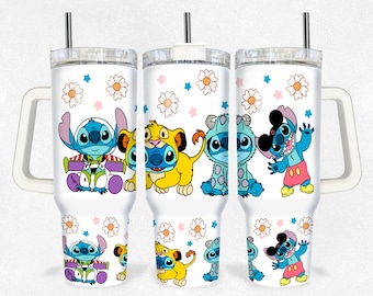 Magical Snacks 40oz Tumbler Wrap Png, Cartoon Characters 2 pieces 40 oz Tumbler Png, Spring Cartoon 40oz Tumbler Png Sublimation Design