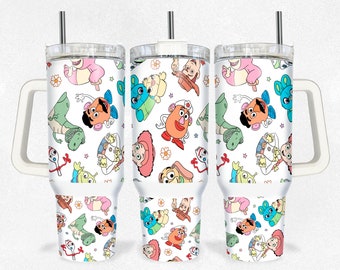 Story Friends Magical 40oz Tumbler Wrap Png, Cartoon Characters 2 pieces 40 oz Tumbler Png, Cartoon 40oz Tumbler Png Sublimation Design